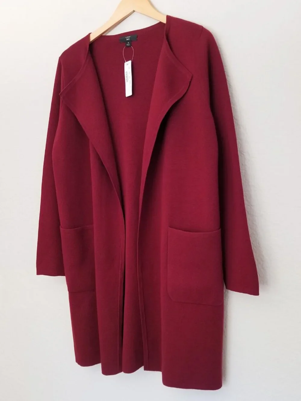 NEW J. Crew 365 Juliette Open-Front Collarless Sweater Blazer in Burgundy S $158